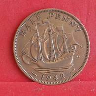 GREAT BRITAIN 1 HALF PENNY 1942 -    KM# 844 - (Nº30397) - C. 1/2 Penny