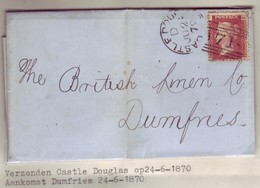GB QV Scotland Cancel 71 CASTLE DOUGLAS  Plate 109 July 30 1870 To DUMFRIES Lettered FM/MF Very Fine/Clean - Brieven En Documenten