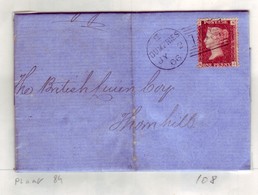 GB QV Scotland Cancel 108 DUMFRIES  Plate 86 July 2 1866 To THORNHILL Lettered JN/NJ Very Fine/Clean - Briefe U. Dokumente