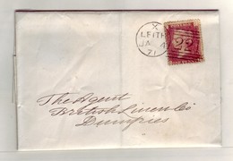 GB QV Scotland Cancel 221 LEITH  Plate 124 January 4, 1871 To DUMFRIES Lettered FC/CF NICE/Clean - Covers & Documents