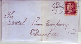 GB QV Scotland Cancel 159 GLASGOW Plate 120, 9 January 1871 To DUMFRIES Lettered BI/IB NICE/Clean - Storia Postale