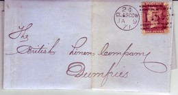 GB QV Scotland Cancel 159 GLASGOW Plate 120, 9 January 1871 To DUMFRIES Lettered BI/IB NICE/Clean - Briefe U. Dokumente