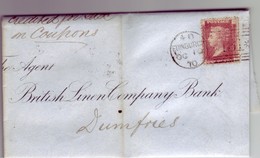 GB QV Scotland Cancel *131* EDINBURGH Plate 134, 10 OCTOBER 1870  To DUMFRIES Lettered CH/HC NICE/Clean - Lettres & Documents