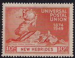 New Hebrides 1949 KGV1 10ct Orange Umm SG 64  ( R346 ) - Neufs