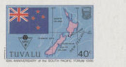 TUVALU 1986 New Zealand Flag Map Islands 40c MARG.ERROR:CMY:no Blk. (PROOF) - Iles