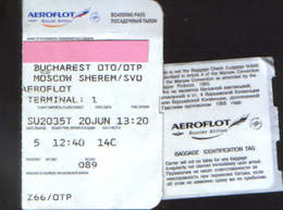 Russian Airlines Aeroflot Boarding Pass - Bucharest Otopeni To Moscow Sheremetievo  - 2/scans - Boarding Passes