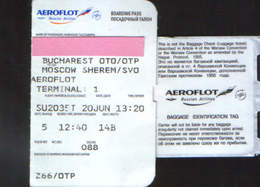 Russian Airlines Aeroflot Boarding Pass - Bucharest Otopeni To Moscow Sheremetievo  - 2/scans - Carte D'imbarco