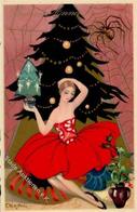 Chiostri, C. Spinne Frau Weihnachten  Künstlerkarte I-II Noel - Other & Unclassified