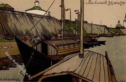 Kunst Russland Bilibin Hafen Schiffe Künstlerkarte I-II Bateaux - Sonstige & Ohne Zuordnung