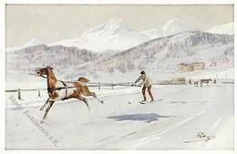 Pellegrini, C. Pferd Ski Fahren Künstlerkarte I-II - Other & Unclassified