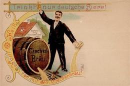 Bier Gasthaus Zum Deutschen Trunk Lithographie I-II Bière - Advertising