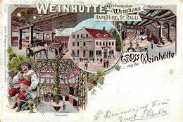 Wein St. Pauli (2000) Altdeutsches Weinhaus Weinhütte Lithographie 1899 II (Ecken Abgestoßen, Fleckig) Vigne - Exposiciones