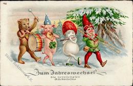 Zwerg Bär Schwein Pilz Personifiziert Neujahr I-II (Marke Entfernt) Cochon Bonne Annee Lutin - Fairy Tales, Popular Stories & Legends