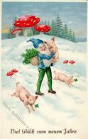 Zwerg Schweine Pilze Neujahr I-II Cochon Bonne Annee Lutin - Fairy Tales, Popular Stories & Legends