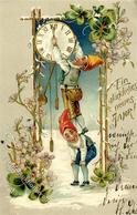 Zwerg Uhr Neujahr 1902 Präge-Karte I-II Bonne Annee Lutin - Contes, Fables & Légendes