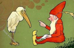 Zwerg Vogel Personifiziert Künstlerkarte I-II Lutin - Fairy Tales, Popular Stories & Legends