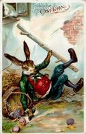 Ostern Hasen Personifiziert Prägedruck 1914 I-II Paques - Easter