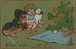 Weihnachten Dackel Kind Katze 1905 I-II Noel Chat - Sonstige & Ohne Zuordnung