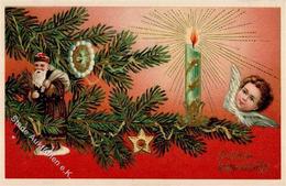 Weihnachtsmann Engel  Prägedruck 1910 I-II Pere Noel Ange - Santa Claus