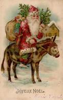 Weihnachtsmann Esel Spielzeug Prägedruck 1904 I-II (fleckig) Pere Noel Jouet - Santa Claus