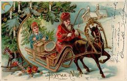 Weihnachtsmann Kind Spielzeug Schaukelpferd Prägedruck 1906 I-II Pere Noel Jouet - Santa Claus