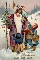 Weihnachtsmann Kinder Spielzeug Lithographie / Prägedruck 1906 I-II Pere Noel Jouet - Kerstman