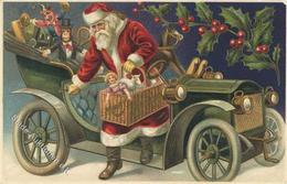 Weihnachtsmann Puppe Spielzeug Auto  Prägedruck I-II Pere Noel Jouet - Santa Claus
