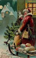 Weihnachtsmann Schlitten Prägedruck 1917 I-II Pere Noel - Kerstman