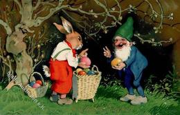 Baumgarten, Fritz Hasen Personifiziert Zwerg Ostern Künstlerkarte I-II Paques Lutin - Baumgarten, F.