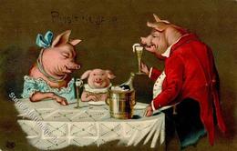 Schwein Personifiziert Neujahr 1909 I-II (Stauchung) Cochon Bonne Annee - Vacas