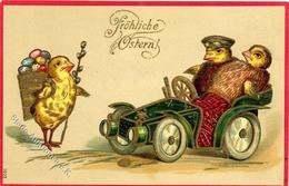 Huhn Personifiziert Auto Ostern Prägedruck 1909 I-II Paques - Other & Unclassified