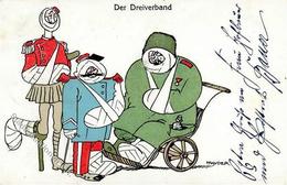Antipropaganda WK I Der Dreierverband Sign. Mauder Künstlerkarte 1914 I-II - War 1914-18