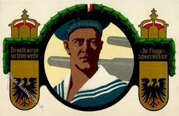 Patriotik WK I SMS Augsburg Matrose Fahne Schwarz-Weiß-Rot I-II - Weltkrieg 1914-18