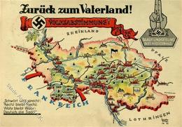 SAARBEFREIUNG 1935 WK II - Klapp-Propagandakarte Mit Zudruck -SAARKUNDGEBUNG NIEDERWALD 1933 I-II - Oorlog 1939-45