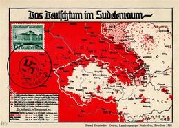 NS-LANDKARTE WK II - Das DEUTSCHTUM Im SUDETENRAUM - S-o Königswald 1938 I - War 1939-45