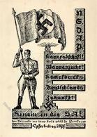 Propaganda WK II - HINEIN In Die SA! Frühe SA-Sturm-Opferkarte D. NSDAP - Rücks. Etwas Fleckig! I-II - War 1939-45