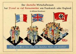 Propaganda WK II - Klappkarte -Der DEUTSCHE WIRTSCHAFTSRAUM - Die Weltwirtschaft Kann Ohne Deutschen Markt Nicht Bestehe - Weltkrieg 1939-45