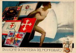 Propaganda WK II Italien Divisione Di Fanteria Del Monferrato Künstlerkarte II (fleckig) - Guerra 1939-45