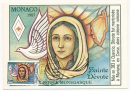 MONACO - Deux Cartes Maximum Croix Rouge 1987 - (Sainte Dévôte) - Maximumkarten (MC)