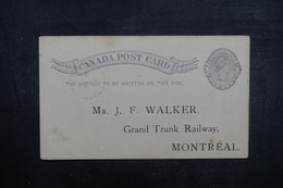 CANADA - Entier Postal Commercial ( Grand Trunk Raiway ) Pour Montréal En 1891 - L 40610 - 1860-1899 Règne De Victoria