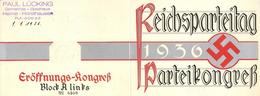 Reichsparteitag WK II Nürnberg (8500) 1936 Eintrittskarte Eröffnungs-Kongress Block A Links Klappkarte I-II - Oorlog 1939-45