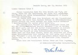 SS WK II Ritterkreuzträger Reder, Walter Major 1 Original Schreiben Mit Unterschrift Aus Italienischer Gefangenschaft Vo - Guerre 1939-45