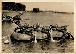 SS WK II Unsere Waffen SS Mit Floßsäcken über Den Fluss Foto AK I-II (fleckig) - Guerre 1939-45