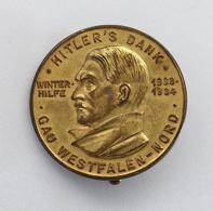 WHW Anstecknadel Hitlers Dank Winterhilfe Gau Westfalen Nord 1933 - 1934 I-II - Weltkrieg 1939-45