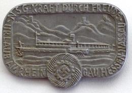 WK II Anstecknadel NSG Kraft Durch Freude Gau Hessen-Nassau Urlaub Am Rhein I-II - Guerra 1939-45