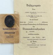 WK II Orden Verwundetenabzeichen Mit Mit Besitzzeugnis Und Orig. Tüte I-II - War 1939-45