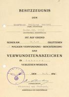 WK II Verleiungsurkunde Verwundetenabzeichen In Schwarz I-II - Guerre 1939-45