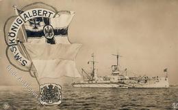 Marine SMS König Albert Foto-Karte I-II (Stauchung) - Warships