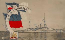 Marine SMS Schwaben Foto-Karte I-II (Stauchung) - Warships
