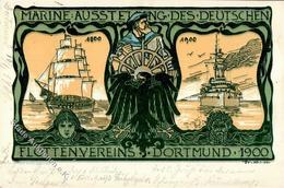 DORTMUND - MARINE-AUSSTELLUNG Des DEUTSCHEN FLOTTENVEREINS Dortmund 1900 - Sign. Künstlerkarte I - Andere & Zonder Classificatie